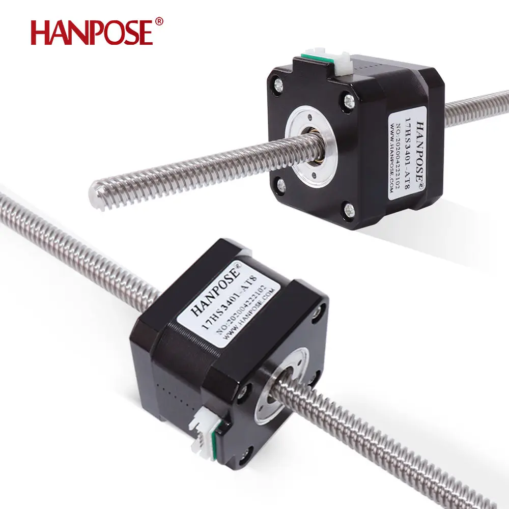 HANPOSE lead screw Through stepper motor Explosive money Hybrid 28N.CM 1.3A 42HA34-T8*8  L100mm 3D printer stepper motor nema17