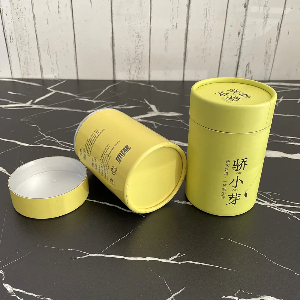Eco friendly airtight Biodegradable Food Grade Tea coffee bean Cylinder Packaging Custom Kraft Paper Tube
