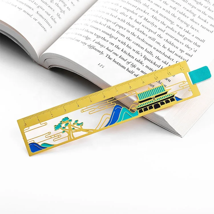 custom metal gold plant brass flower cute ruler bookmark