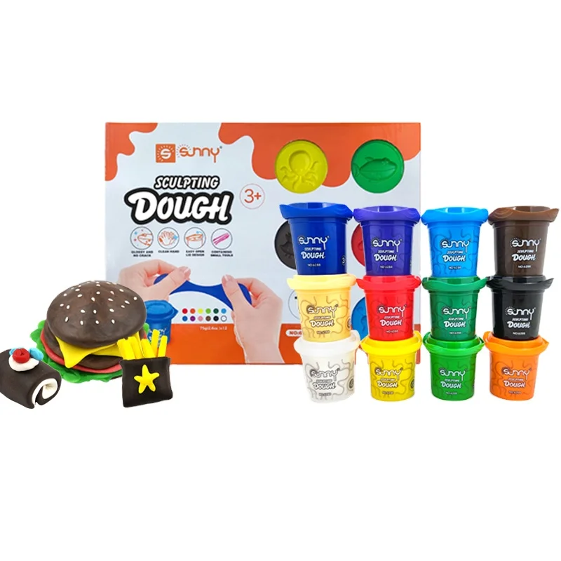 Cheap Educational Playdough Polymer Clay Set 12 Colors Kids Plasticine Modeling Play Dough Toys
