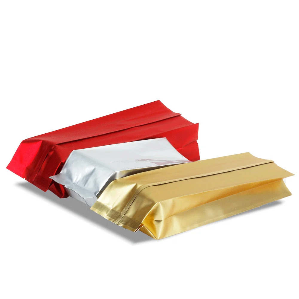 Free sample custom red black blue color print metalized side gusset coffee bag with valve