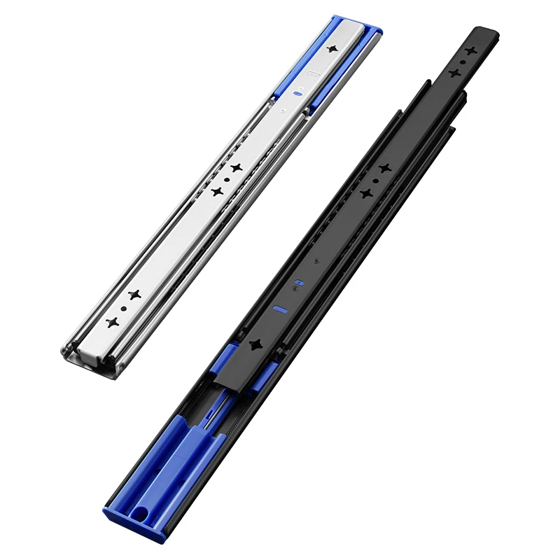 53mm Heavy Duty Telescopic Drawer Slide Rail Soft Closing Ball Bearing Drawer Slide With Lock
