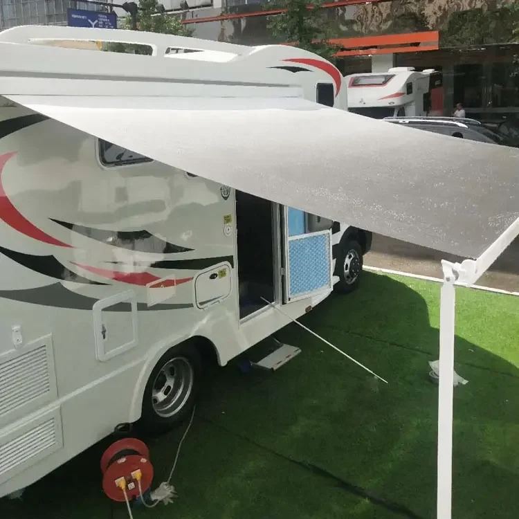 Motorized DC12V Cassette Retractable Aluminum Alloy Frame Fabric RV Sunshade Awning Van Camper Caravan Trailer