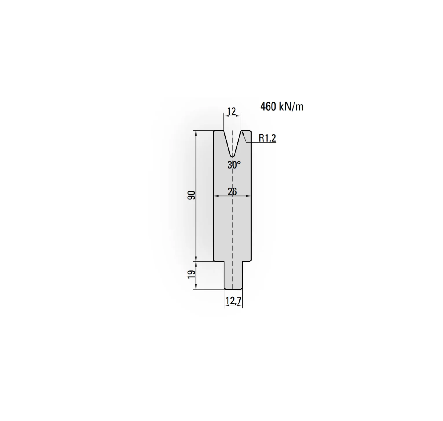 26.203 LVD SYSTEM 30° Dies H90mm Hardened CNC Press Brake Tools with High Quality