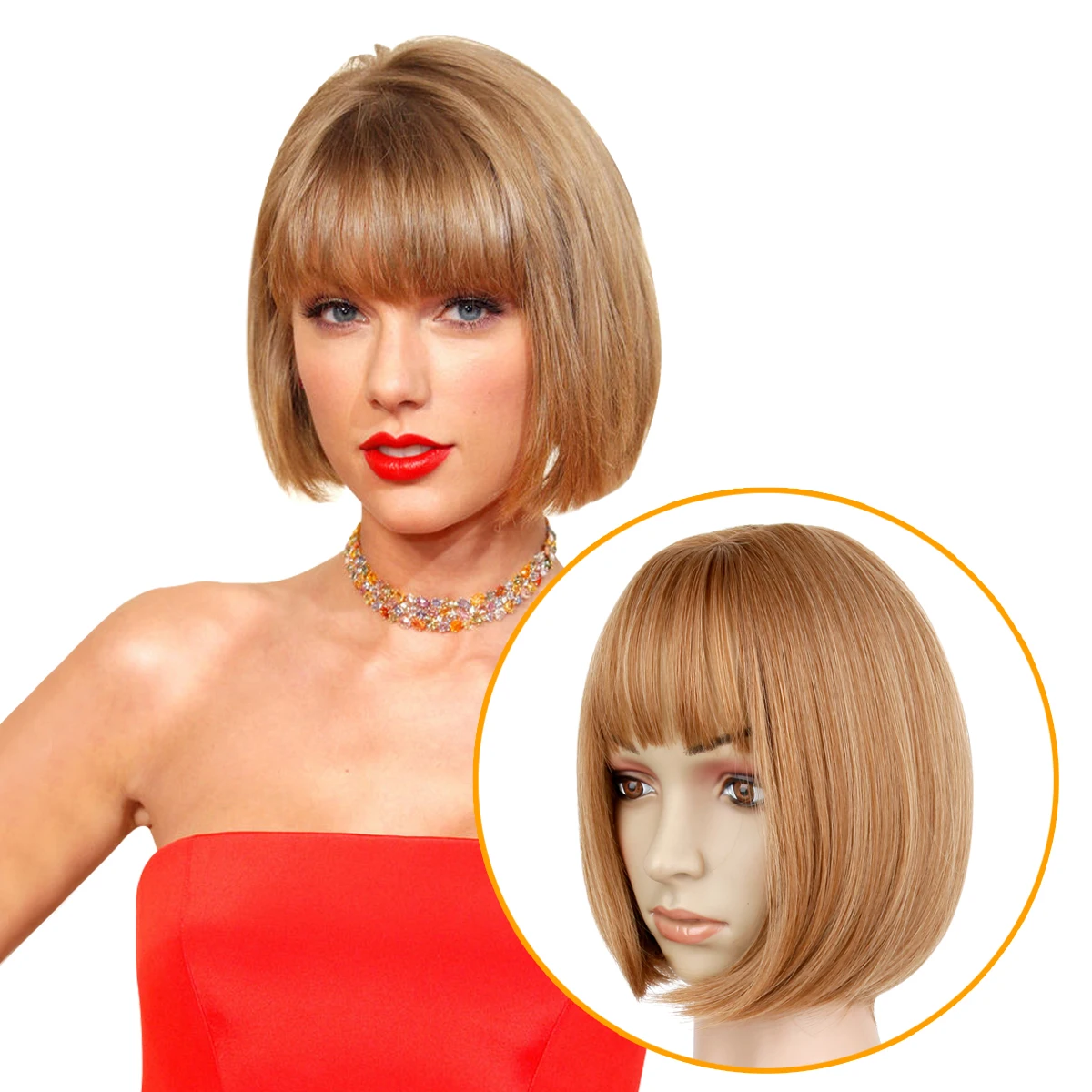
Cheap 12 Inch Light Brown 24/27m Color Synthetic Short Bob Wig for Women 