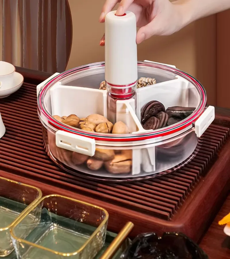 Transparent Sealed Fresh Preservation Jar Divided Plastic Rectangular Snack Nut Storage Box With Lid