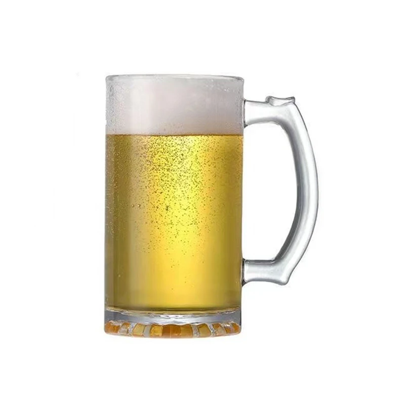 16oz wholesale Classic Beer Mug glasses Clear Lead-Free Freezer Beer Cup Heavy Drinking Beer Glass Stein with Handle