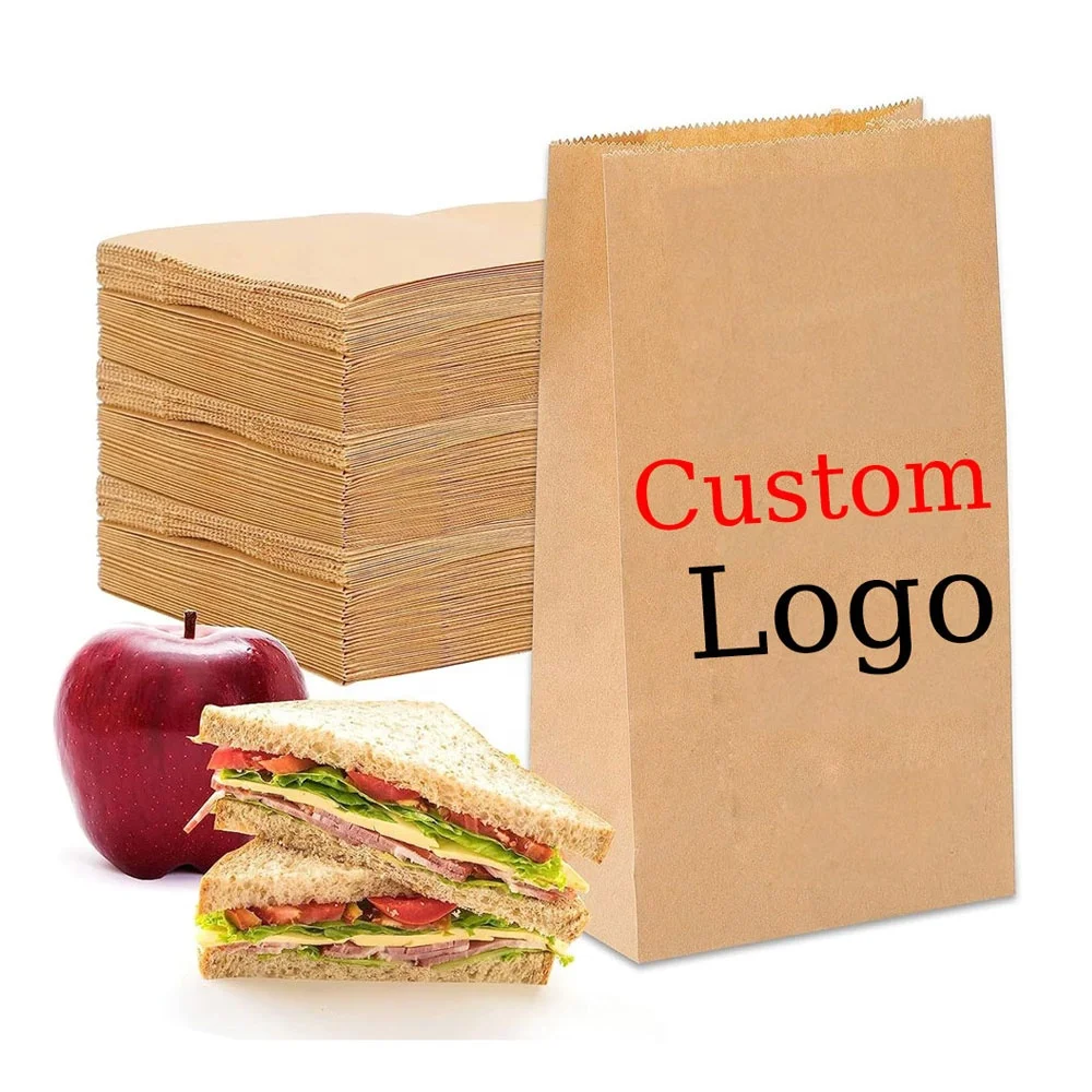 Factory Supply Brown Food Oil Proof Kraft Sos Paper Bag High Quality Strong Order Durable Oem Snack Lunch Takeway Food Bag