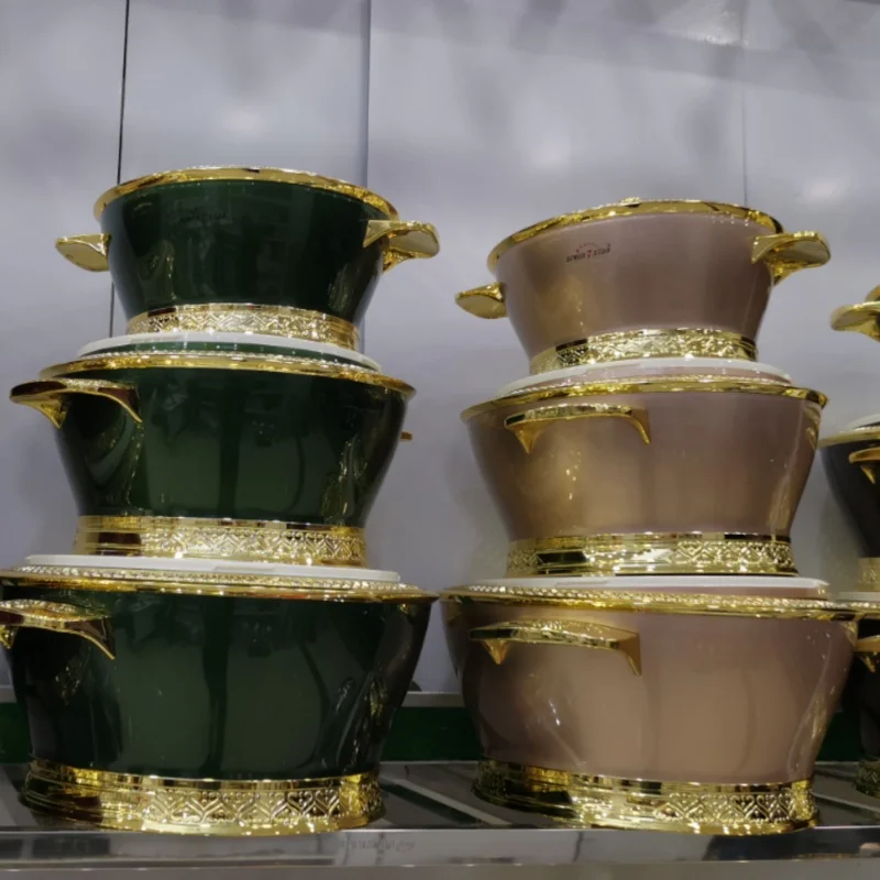 Fast Shipment 3PCS Food Warmer Casserole Insulated Bar Hotel Stainless Steel 2.5L+4.5L+6.5L Hot Pot Food Warmer Set