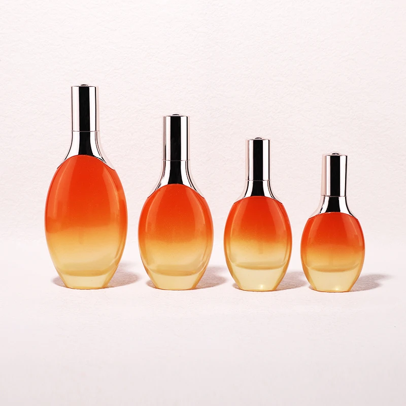 Customize  30 40 50 100 120 ml skin care facial glass bottle cosmetic bottle with electroplate lotion pump for serum