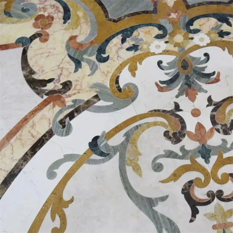 waterjet marble mosaic floor medallions pattern villa flooring tiles interior floor lobby living room entry design