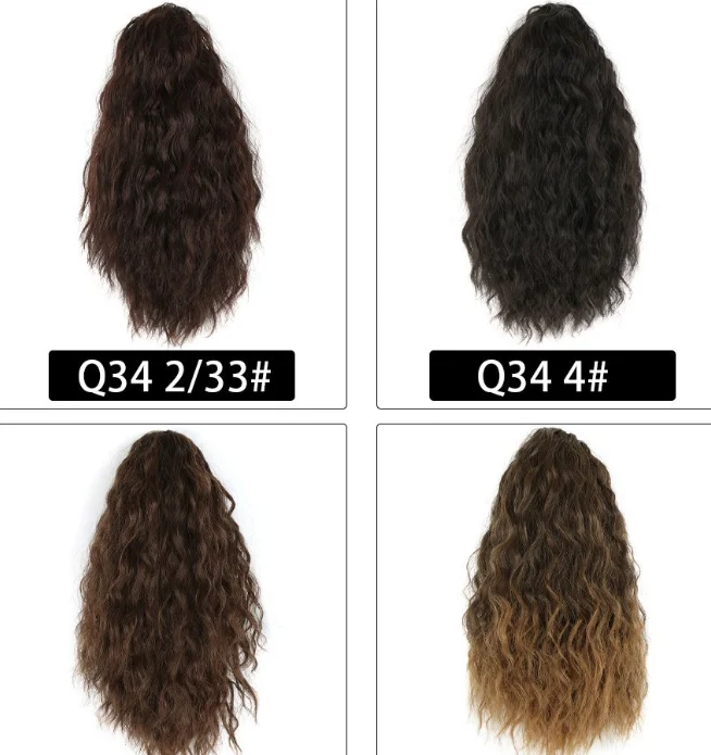 Vivian High Quality Short Curly Wavy Drawstring Ponytail Synthetic Natural Wavy Hair Extensions for Women Kanekalons Wholesale