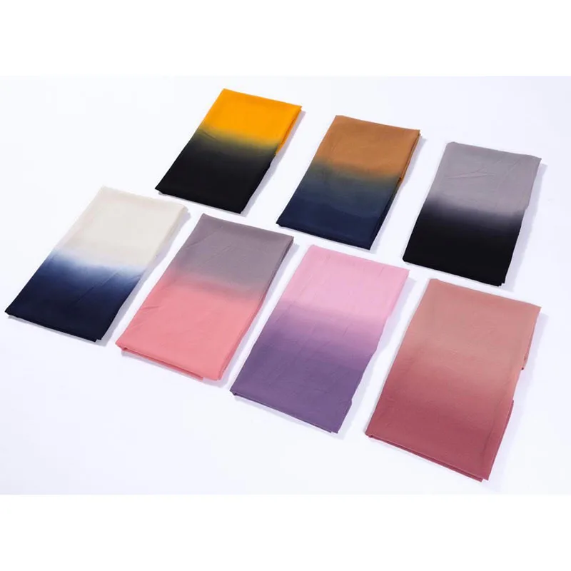 High Quality12 Color Autumn Gradual Change Chiffon Muslim Scarf Women Hijab Pearl Chiffon Hand-painted Gradient Silk Scarf