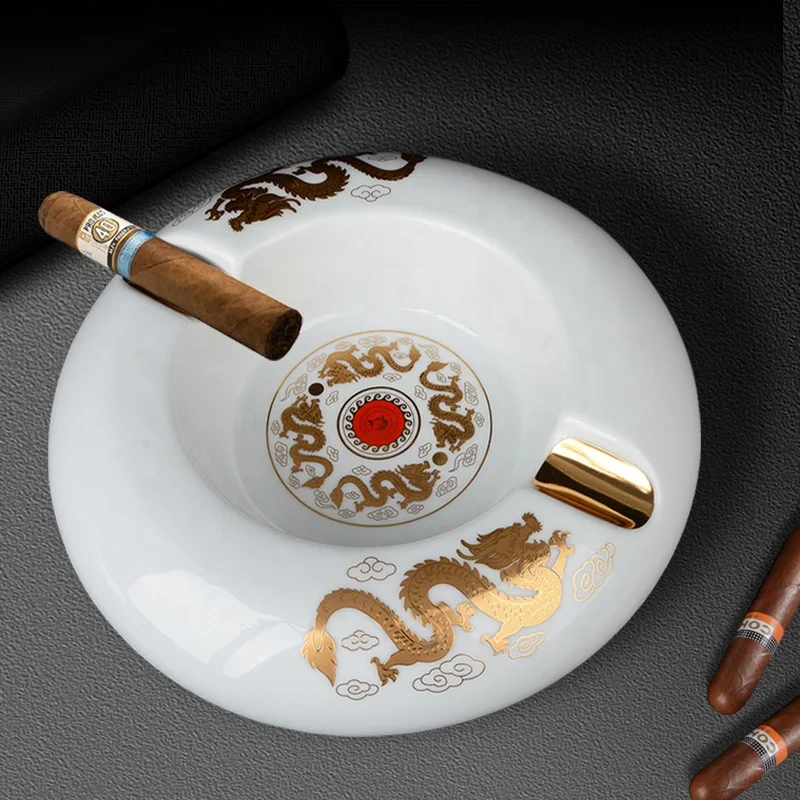 2025 Factory Ceramic Cigar Ashtray Portable Home 2 Holder Slot Cigar Stands Ash Tray Travel Outdoor Smoking Accessories
