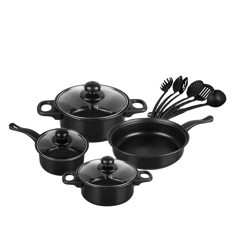 Hot Selling Kitchen 13 Piece Non Stick Cookware Sets Black Pot And Pans Cast Iron Cooking Pot Cookware Se
