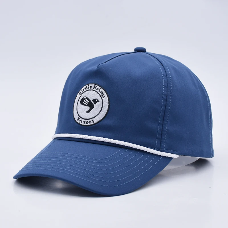 Wholesale Blue Rope Baseball Cap Custom Structured Embroidery Logo 5 Panel Golf Hats Gorras