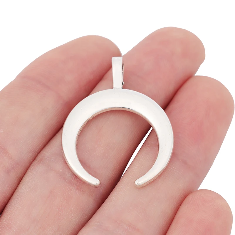 Подвеска в виде полумесяца с двумя рожками из античного серебра, фурнитура для изготовления ювелирных изделий 40x33 мм