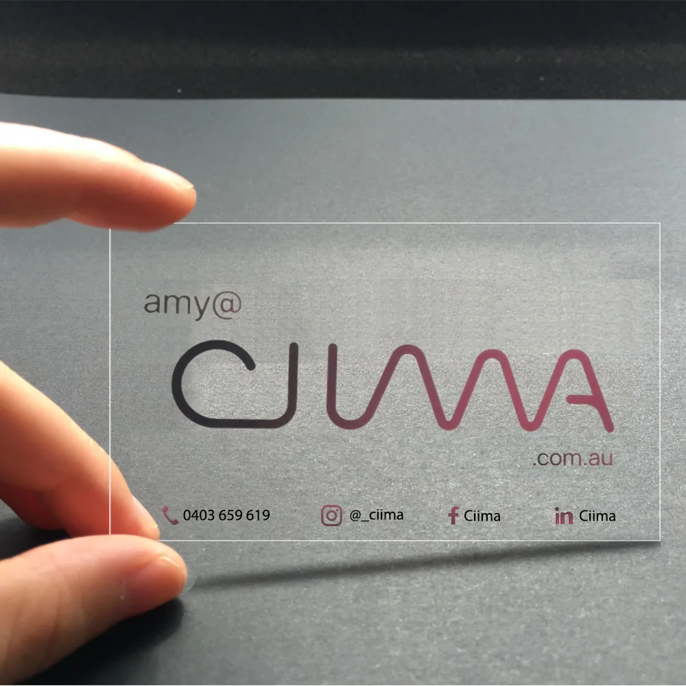 Custom Plastic Transparent Business Name Card With Letter Press