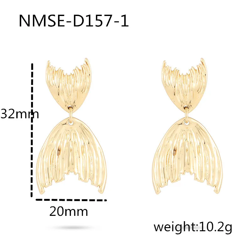 Newest  fan shaped fish tail 316l stainless steel PVD gold plated earrings 18k jewelry stainless hypoallergenic earrings women