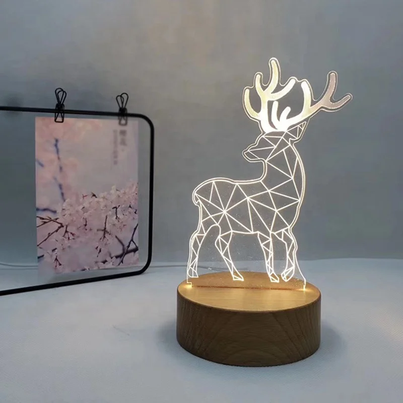 Acrylic Round 3d Led Moon Battery Powered Wooden Night Light Base For Lamp