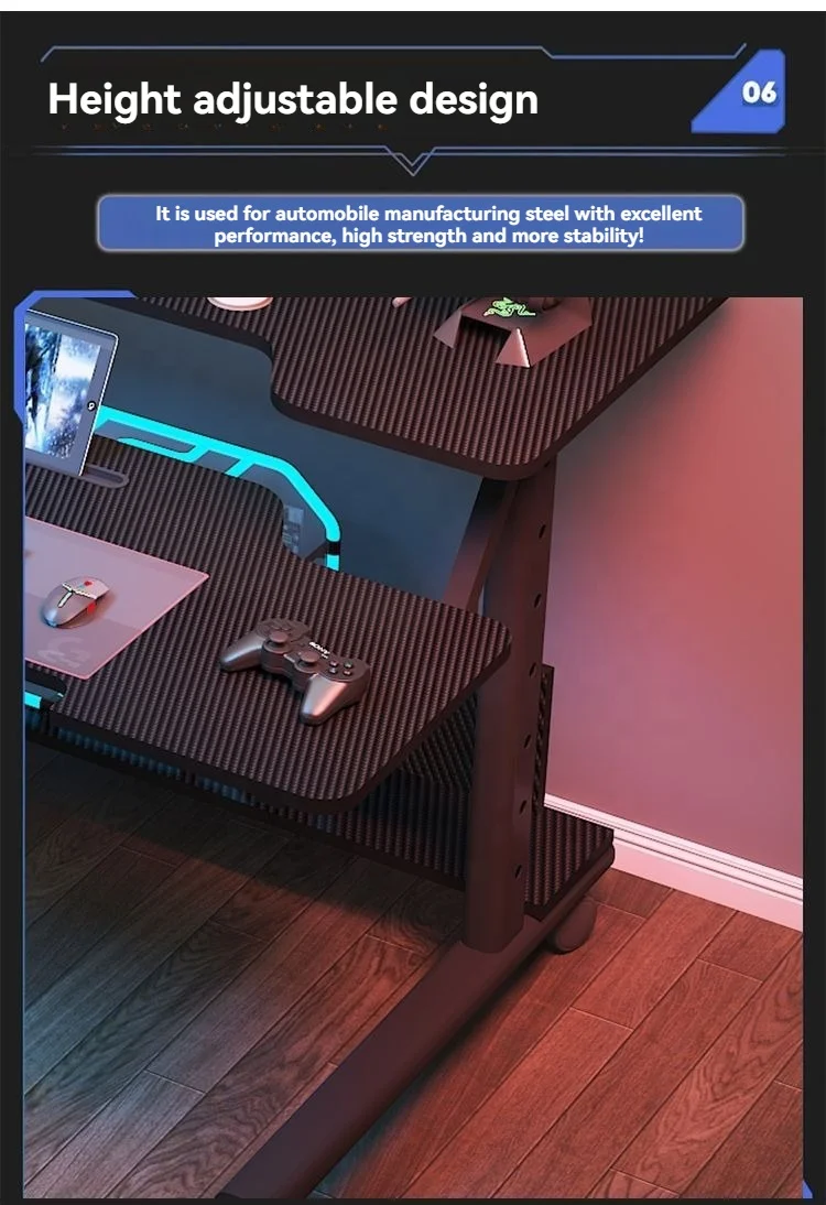 2024 YOUTAI Hot Double-Layers Desktop Height Adjustable Gaming Table E-Sports Computer Table