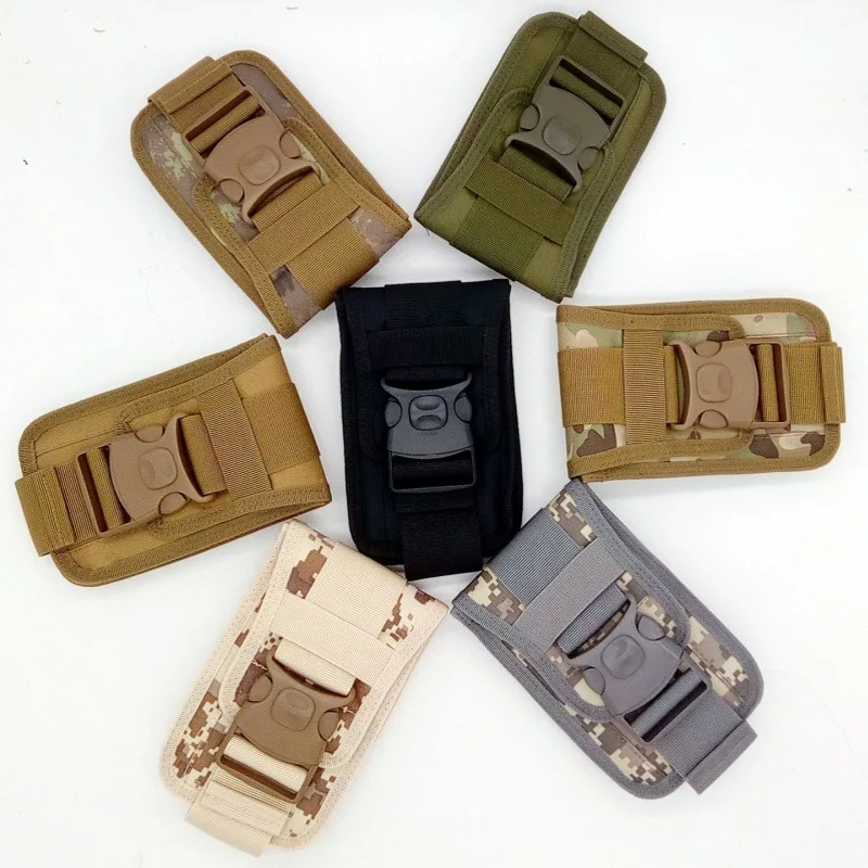 OEM Tactical Molle Phone Pouch with Compass Buckle Factory Molle Cell Phone Pouch Holster Universal Belt Waist Bag