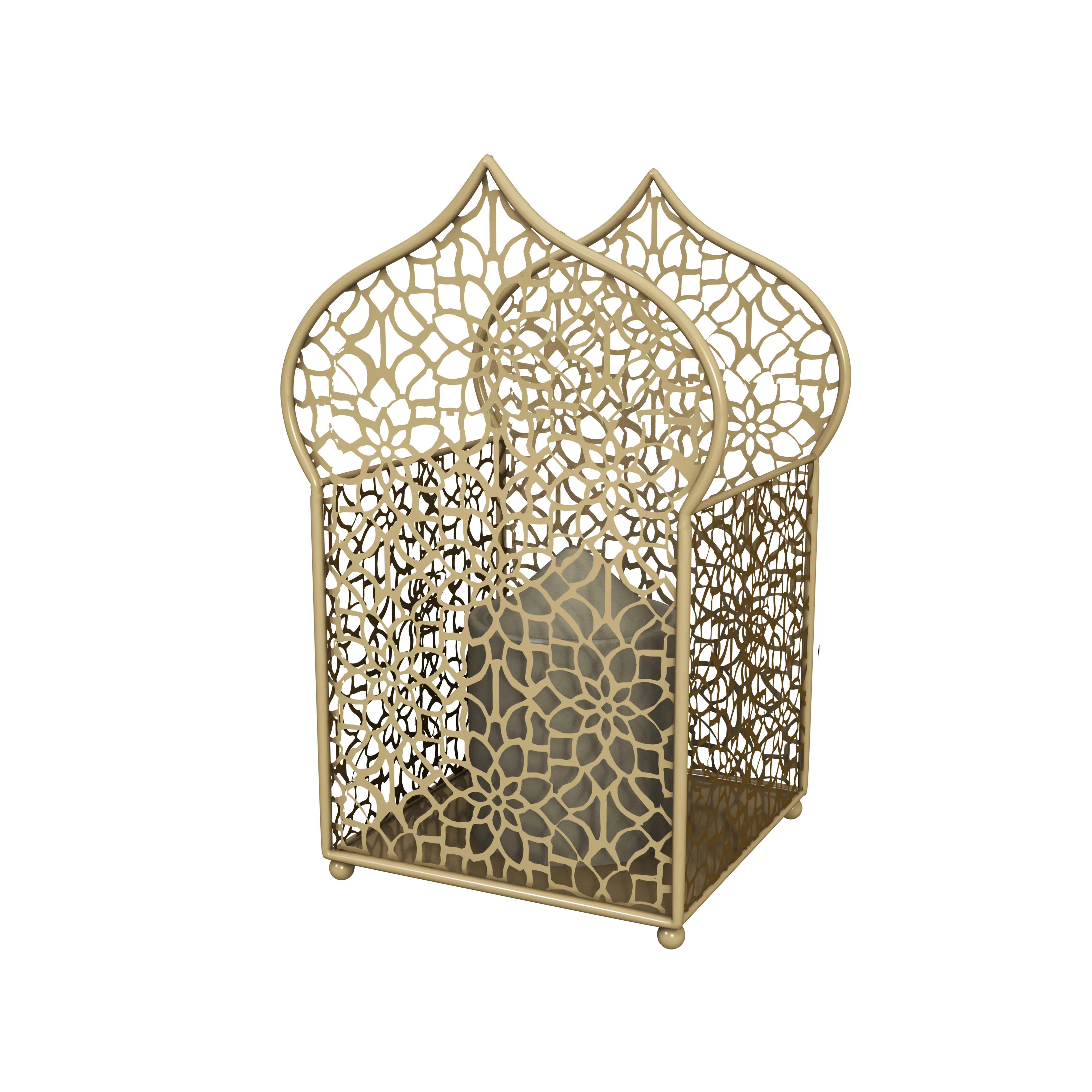 Muslim Church Shape Mysterious Gold Iron Candle Holder for Ramadan Decor