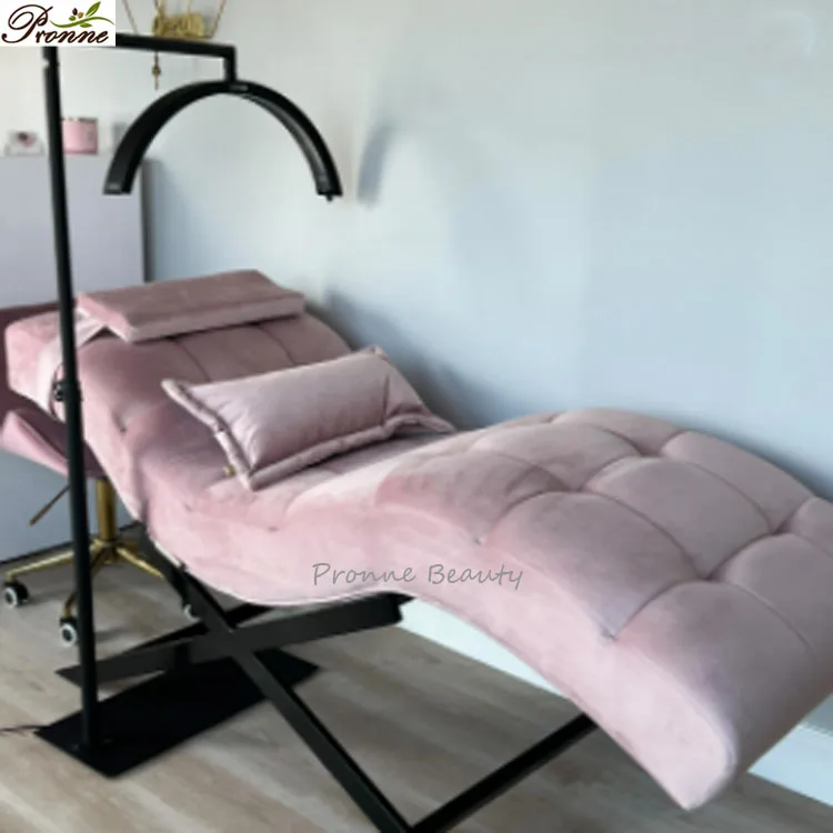 modern luxury new design electric beauty salon treatment table pink custom curve lash extension bed