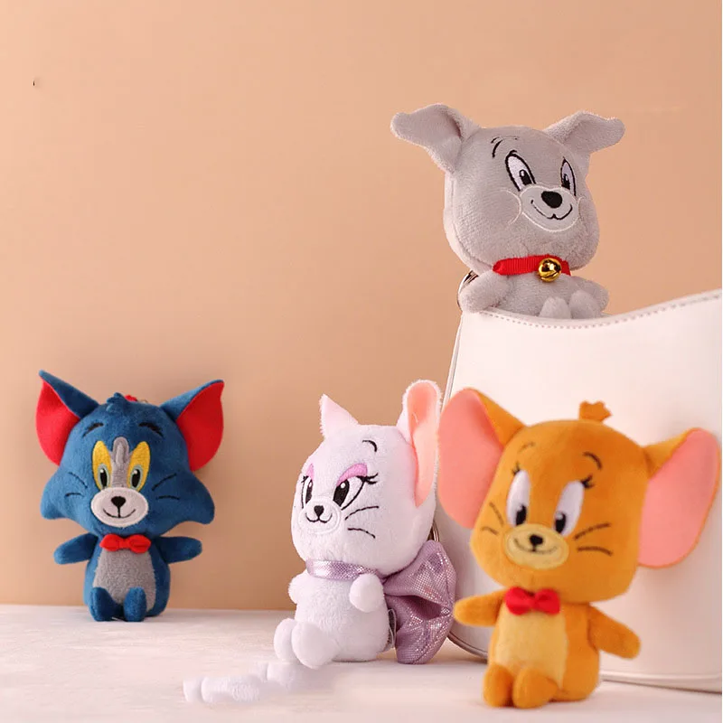 Tom And Jerry Plush Key Ring Toy Anime Figure Cheese Tom Cat Jerry Mouse Pendant Stuffed Keychain Doll Toys For Kid Gift