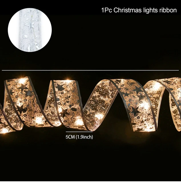 10M Ribbon Fairy Light Christmas Decoration Christmas Tree Ornaments For Home 2022 Bows String Lights  Natal New Year 202