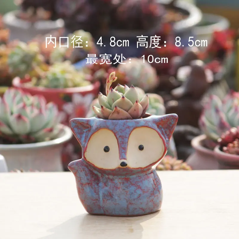 indoor small animal fox shape small mini ceramic succulent flower plant planter pot