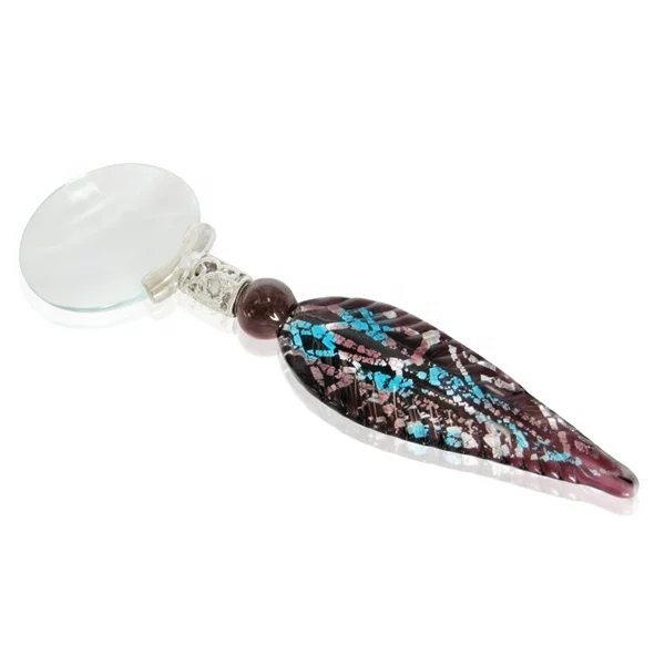 Personalized gift handmade murano glass handle 10x magnifying glass prices