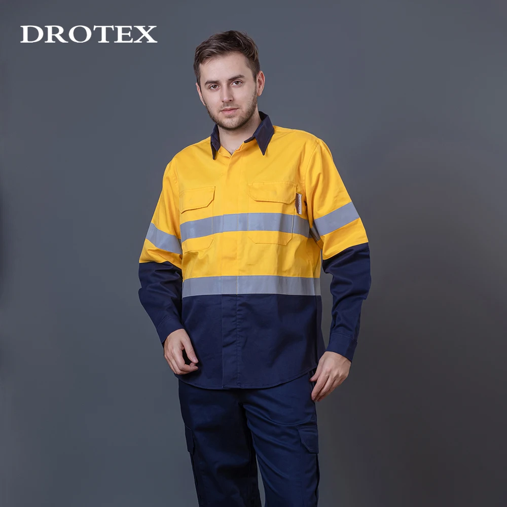 Custom Work Wear Safety Work Clothes Polyester Frc Clothing Fire Retardant NFPA 2112 Dry Fit Fr Shirts