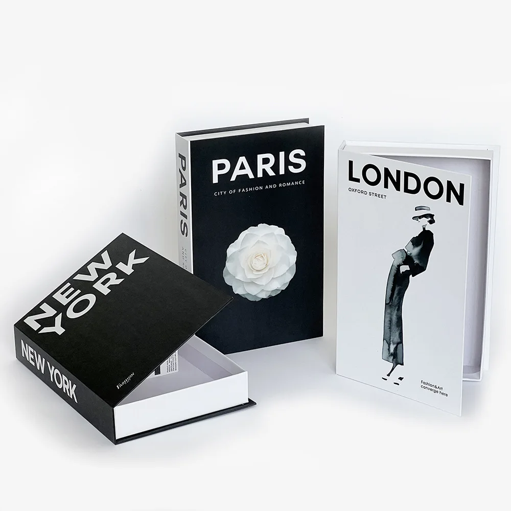 New Arrival London Paris New York Fashion Openable Faux Books For Decorating Boxes Empty Open Storage Decorative Dummy Books Hom