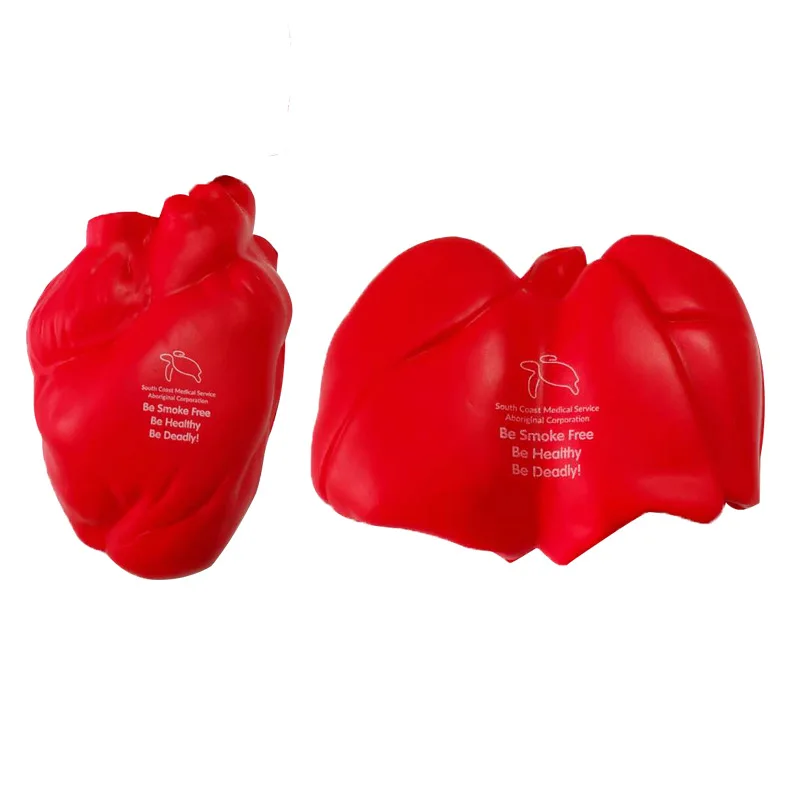 BSBH Promotion Relief Toys PU Foam Heart Organ Stress Ball Anti Stress Heart Toys with Logo for Hospital