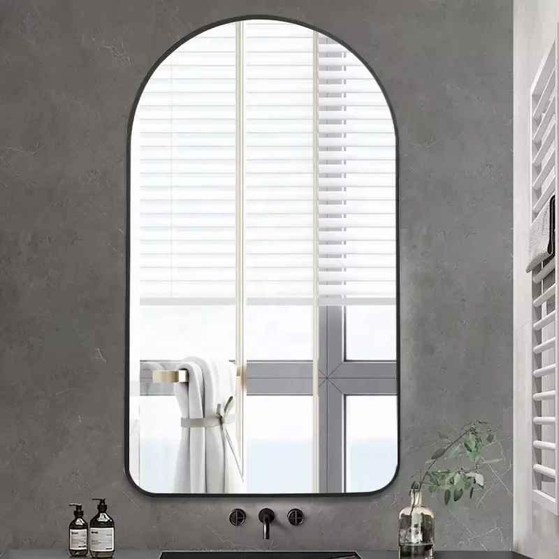 Modern Supplier Arched Black Frame Glass Mirror Wall Decoration Dressing Mirror for Living Room Bedroom Bathroom