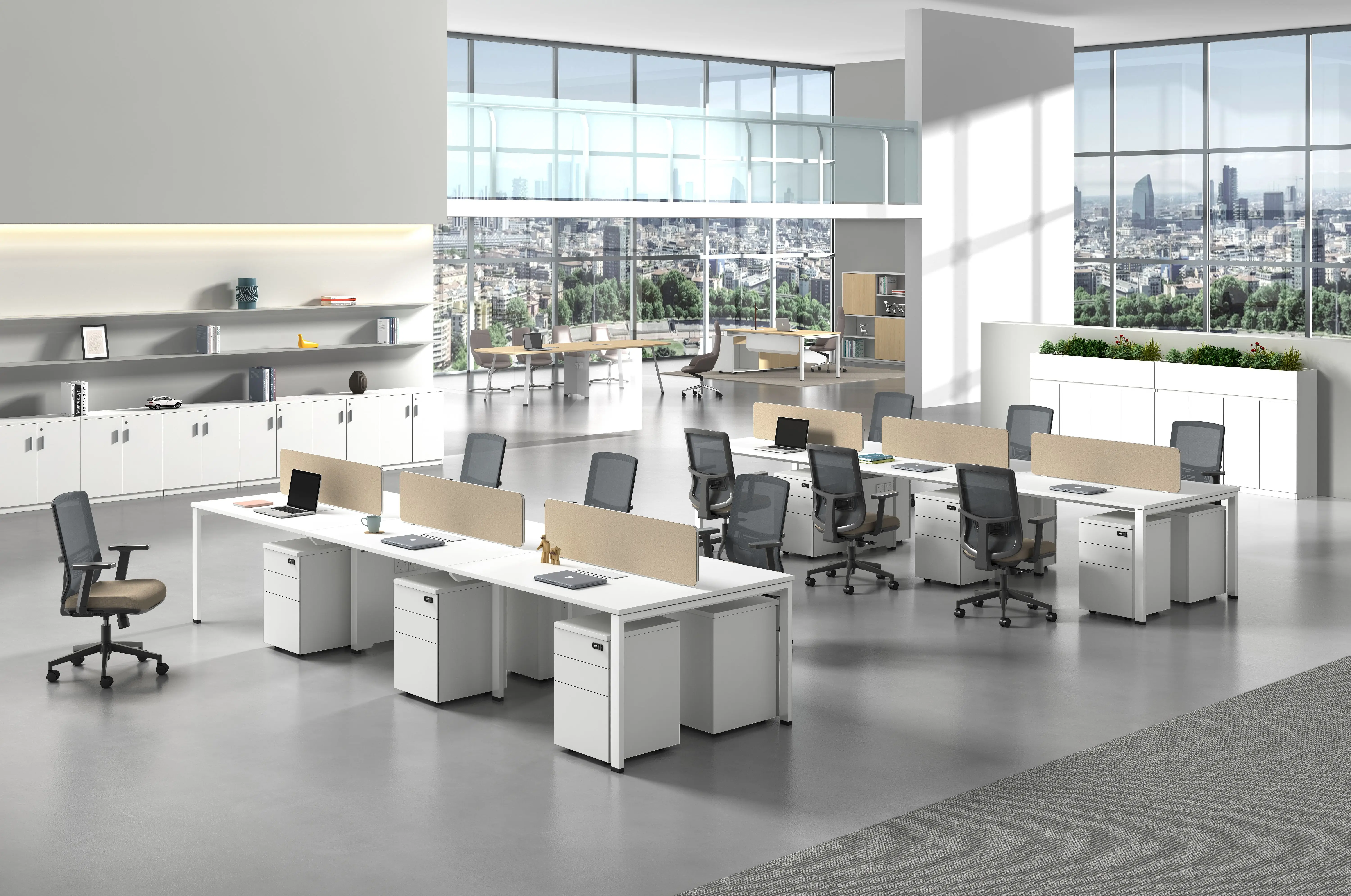 Customize Modern Design Business Cubicle Modular Cable Management Office System 2 4 6 Person Workstation Furniture Desk Table