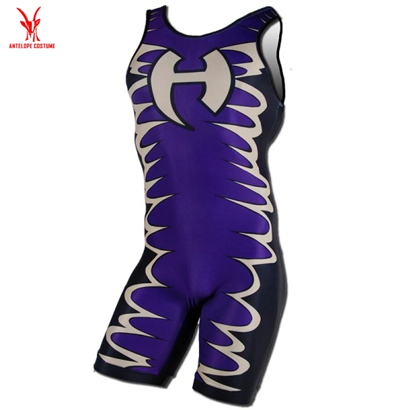 
High Quality Sublimated Cheap Wholesale Weightlifting Suit Wrestling Singlet 