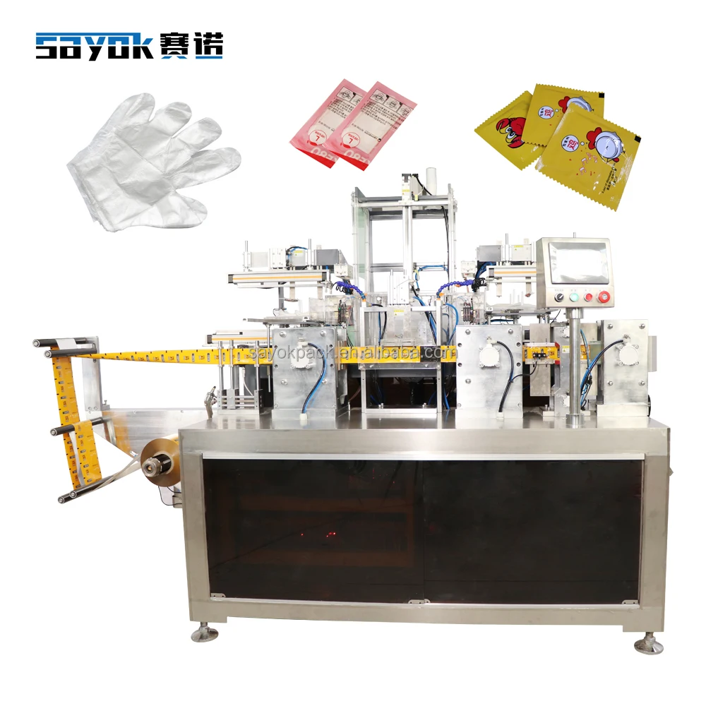 Hot Sale PE Glove Folding And Packaging Machine Automatic PE Glove 2 in 1 Packing Line Four Side Packing Machine