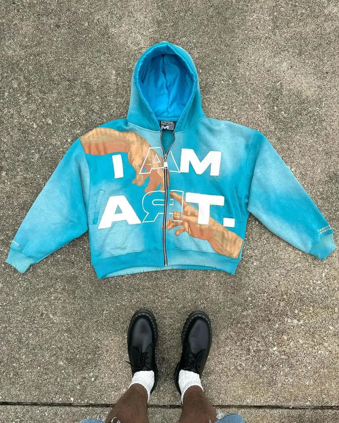 Custom Acid Wash Metal Zip Up Vintage Heavyweight Hoodie Distressed Patch Embroidery Logo Streetwear DTG print Cotton Men Hoodie