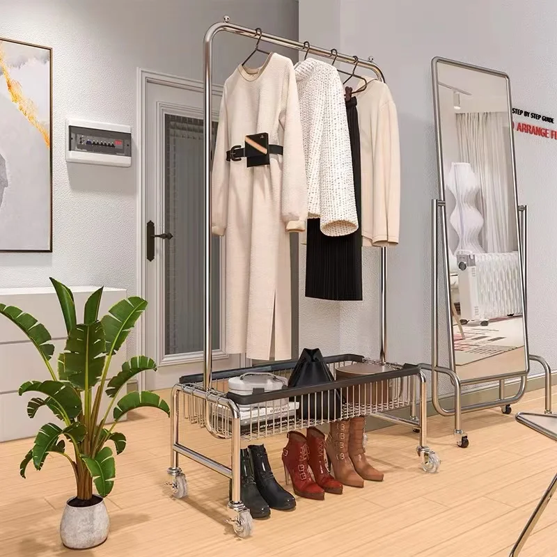 Multi-layer Clothes Shoes Rack Floor Simple Double-Pole Indoor Bedroom Clothes Rack