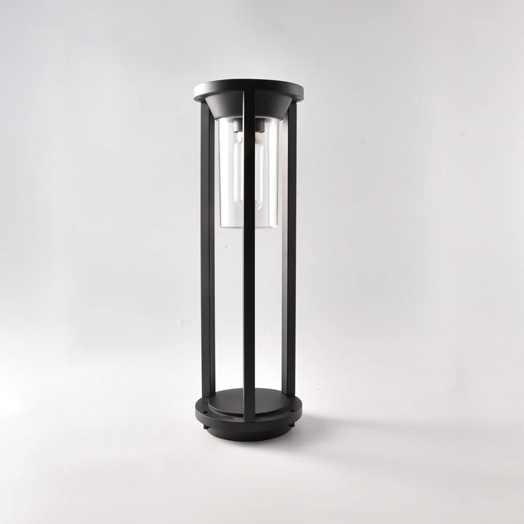 modern aluminum ip44 round pc shade outdoor landscape e27 bollard lawn light for garden