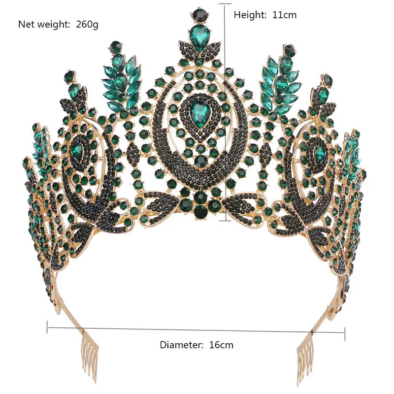 2024 New arrival high quality big crown luxury crystal rhinestones pageant tiaras with comb for women wedding jewelry