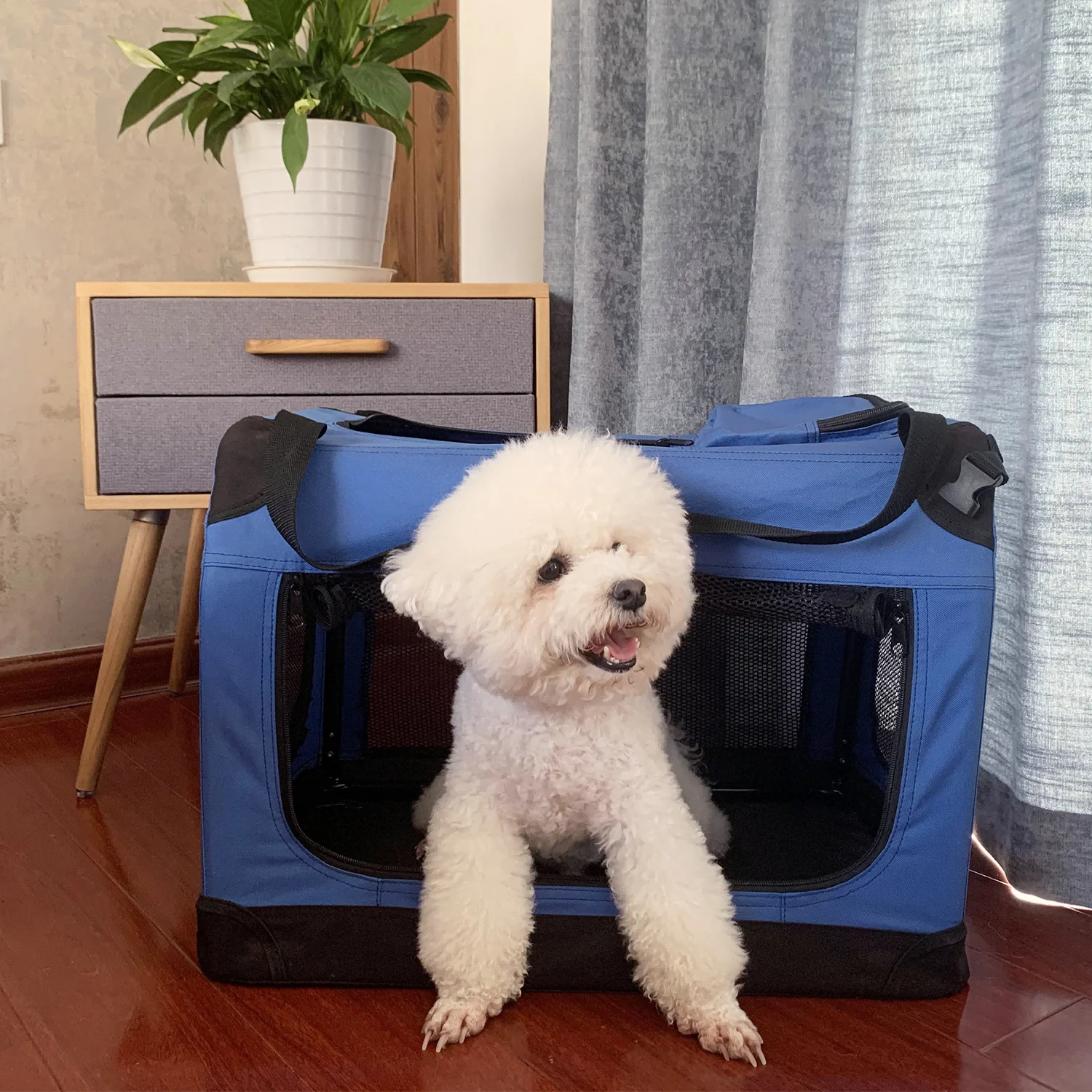 CANBO Portable Wrapped Pet Travel Case Car Breathable Folding Dog Cage Nest Travel Case with Oxford Cloth