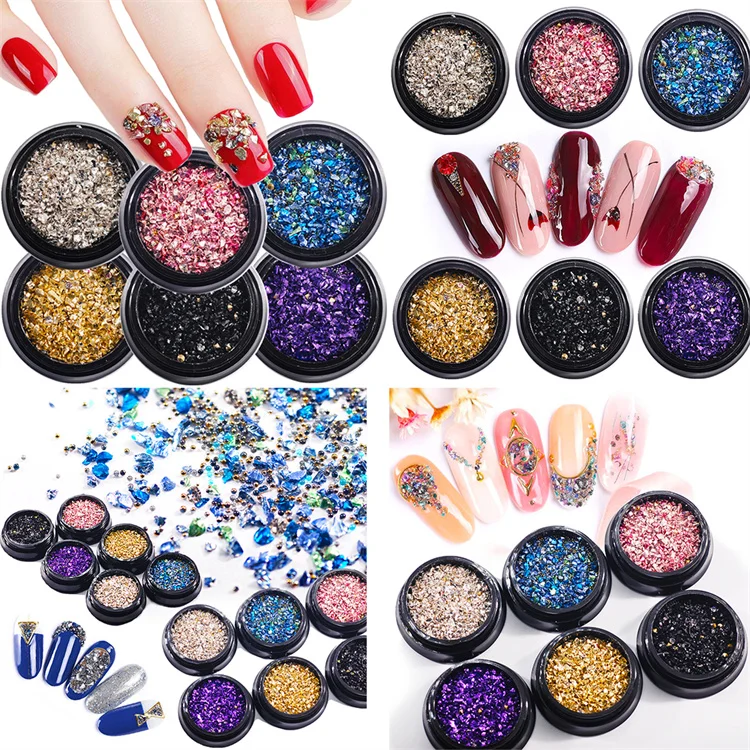 Hisenlee 1 Lb Crushed Glass Irregular Stone Chunky Crystal Sequins For DIY Epoxy Resin Nail Art 2-4MM Embellishment Accessories