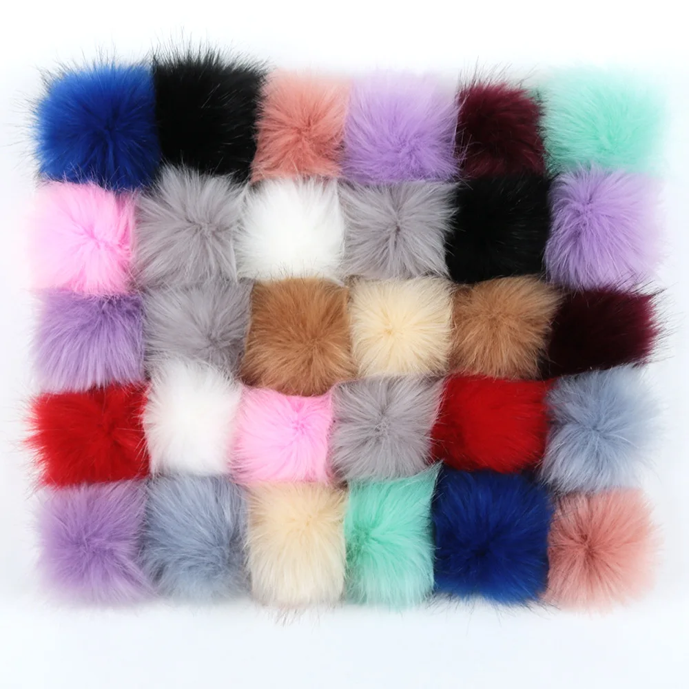 Keychain bag garment shoes decoration synthetic faux fur pompoms with elastic
