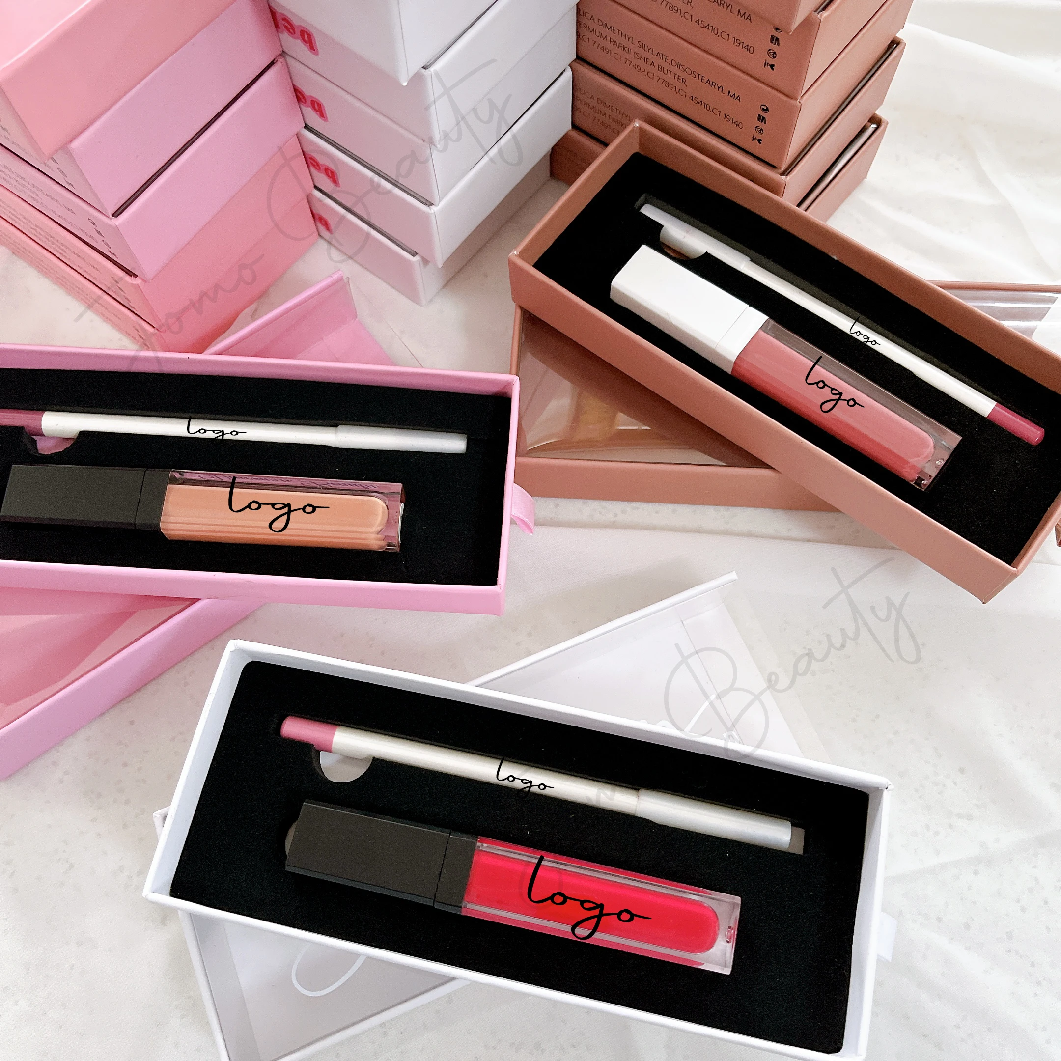 Long lasting lip gloss custom logo liquid lipstick lip liner wholesale cosmetics vendor lipgloss set private label
