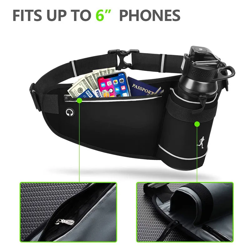 Mountain Land Adjustable Hiking fanny pack  Sport Waist Pouch Hydration Waterproof Waist Bag for Unisex