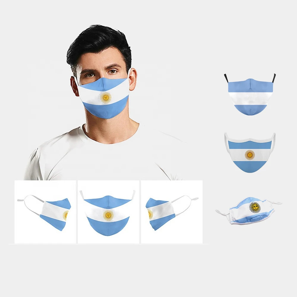 Flagnshow hot selling Argentina soccer fan products custom logo flags cap sunglasses mask for Argentina soccer football fans