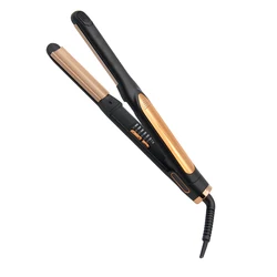 Hair Salon Equipment LCD Display Dual Voltage Private Label Flat Iron Hair Straightener Black OEM Nano Ceramic Hair Iron